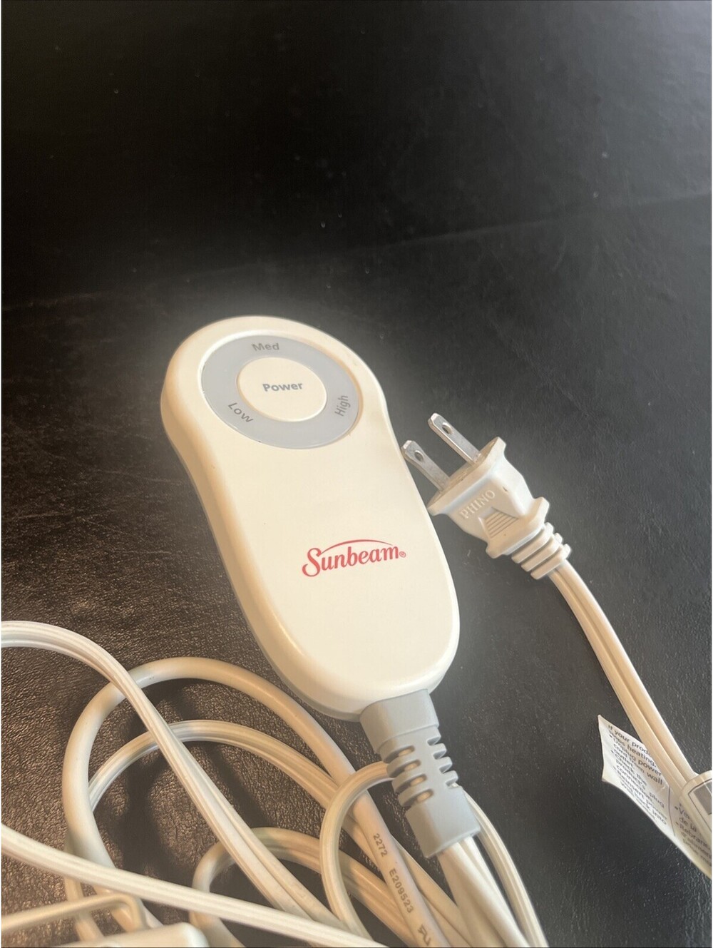 Sunbeam Style M85P M85AP E23623SP Electric Blanket Control 180W 3-Prong Cord